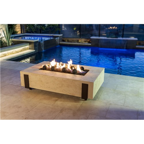 White Aspen Iron Saddle Firetable, NG